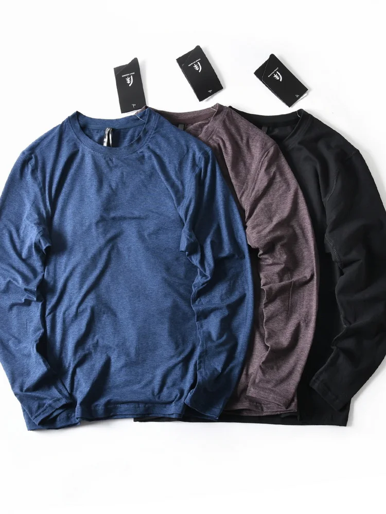 New American Sle Outdoor Qui Dry Leggero Traspirante Allentato Sport Casual rotondo Ne Long Sve T-shirt da uomo Primavera...