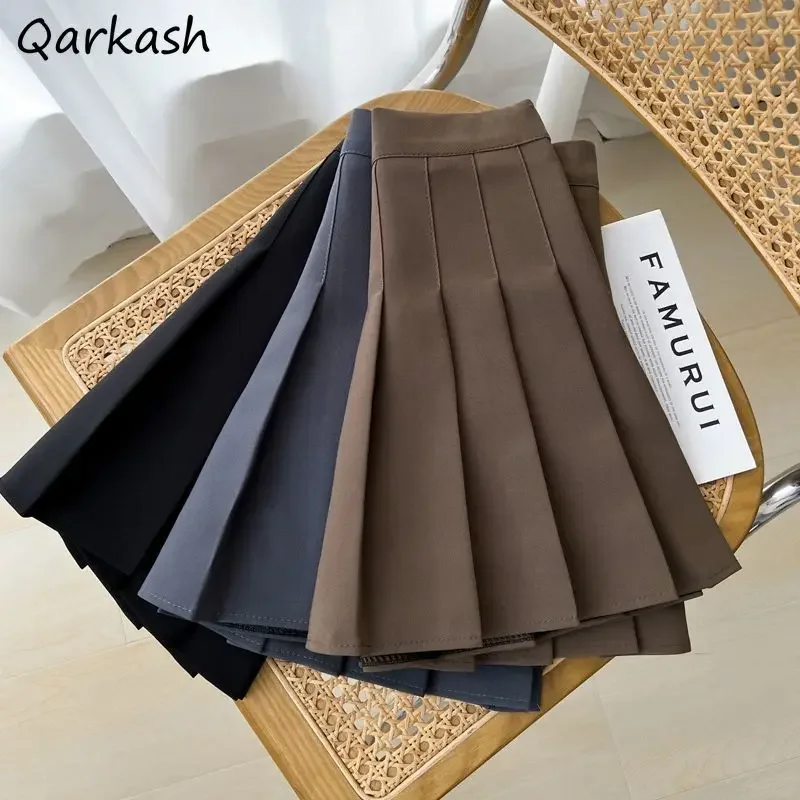 Solid Skirts Women Pleated Mini High Waist 6 Colors Basic Preppy Style Hotsweet Girls Harajuku Gentle Design Faldas Summer Daily