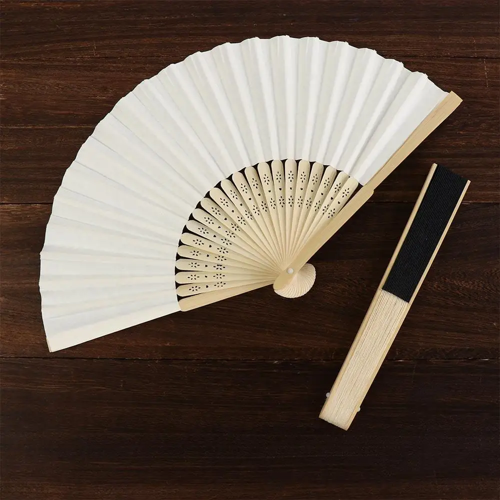 Personalized Solid Color Gifts Bamboo Party Chinese Style Folding Hand Held Fan Photo Prop Tool Dance Fan Folding Paper Fan