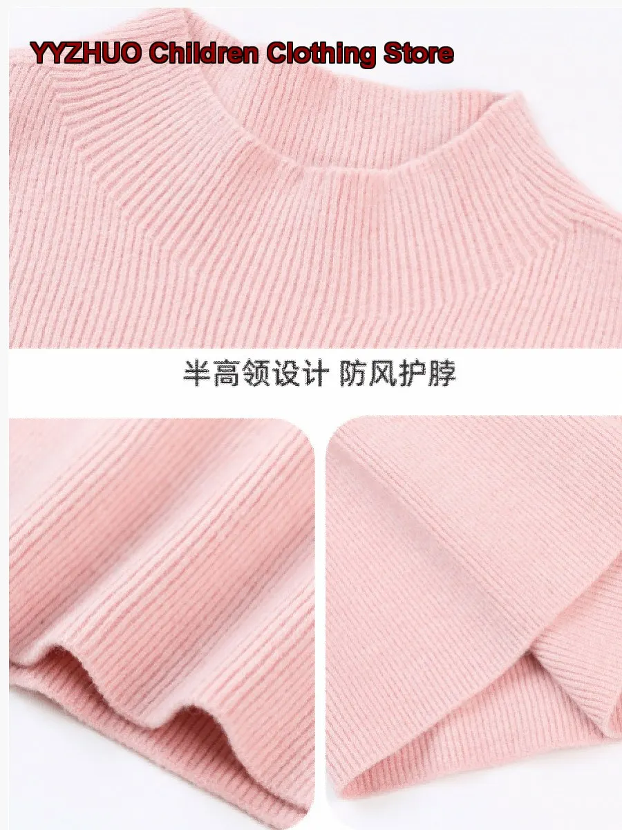 Pudding Haru Girls Dress Kids Autumn 2026 Knit Dress Round Neck Thin Breathable Base Layer Top Infant