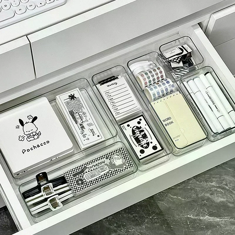 Stackable Acrylic Drawer Organizer Adjustable Divider Trays For Cosmetics Modular Makeup Storage Box
