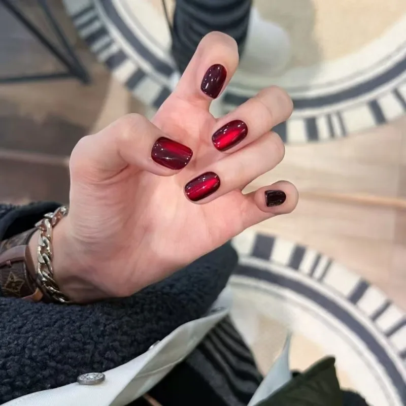 

24 Pcs/Set Full Cover False Nails Art Artificial Coffin Wearing Press on Nail Tips Ballet Short Round Head Reusable False Nails