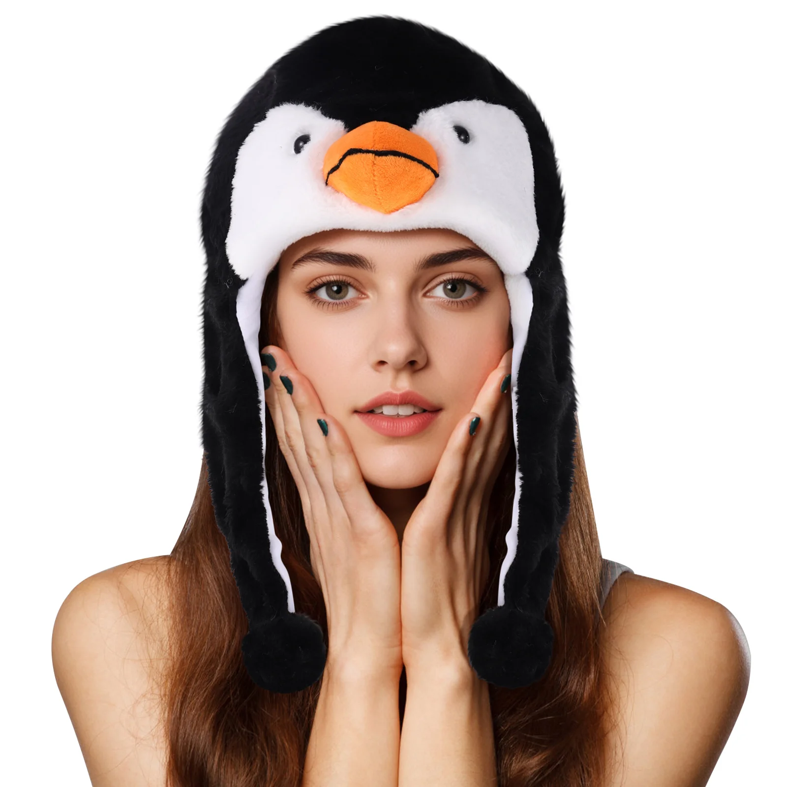 Gorro de animal con orejeras cálidas, bonito diseño de dibujos animados para actuación de fiesta de Halloween, accesorio de Cosplay