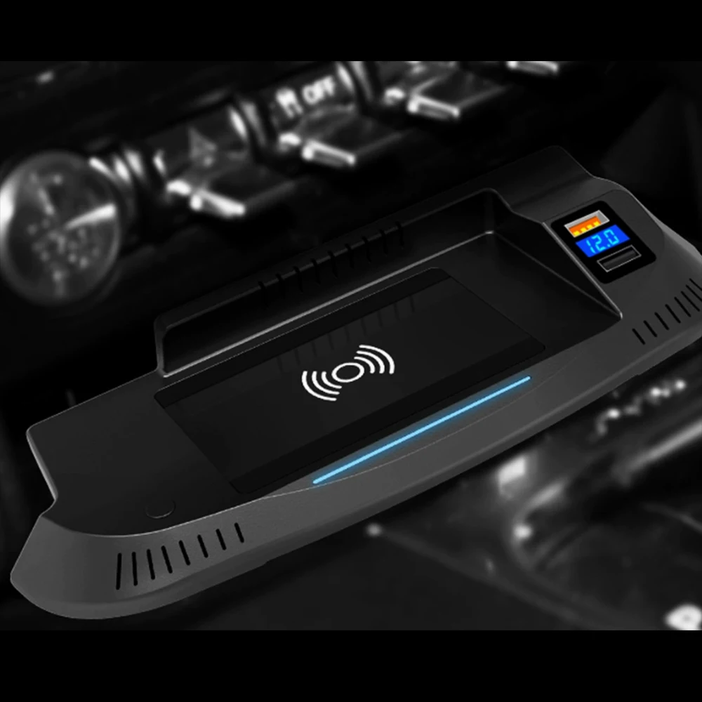 Carregador sem fio para Ford Mustang GT 2016-2023, suporte para celular, acessórios para interior do carro
