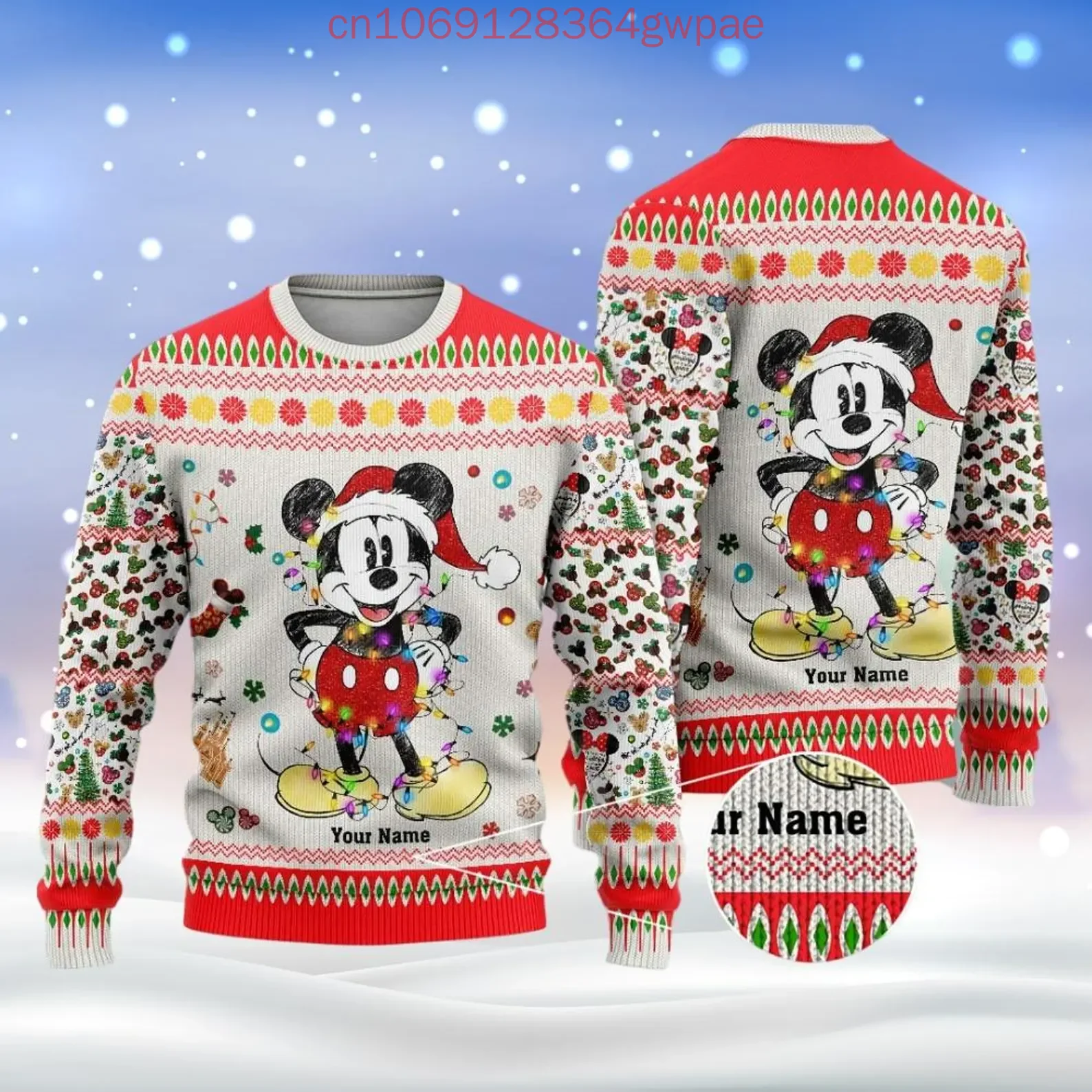 Personalized Disney Mickey Ugly Sweater Men's Womens 3d Sweater Mickey Minnie Ugly Christmas Sweater Anime Xmas Gifts Sweater