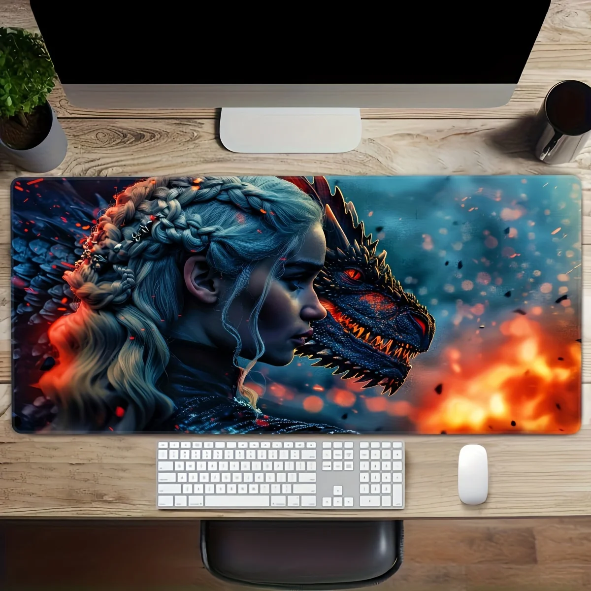 

Large HD Dragon Tamer Design Mouse Pad, Bright Fantasy Art, Anti-Slip Natural Rubber Base, Suitable for Gamers and Office Use