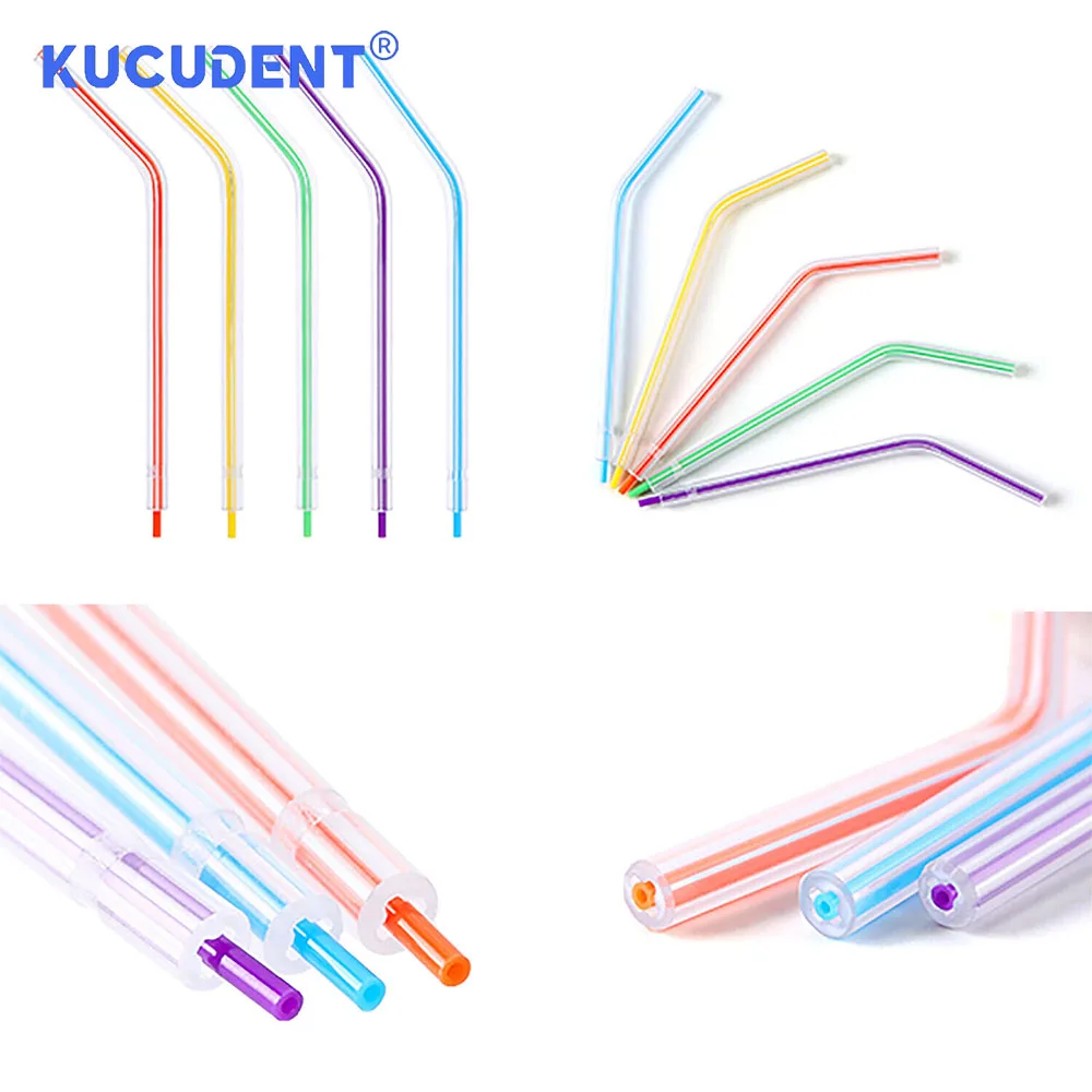 KUCUDENT 250 Pcs Disposable Dental Air Water Syringe Tip Disposable Spray Nozzles Tips 3 Way Syringe Tubes Oral Teeth Cleaning