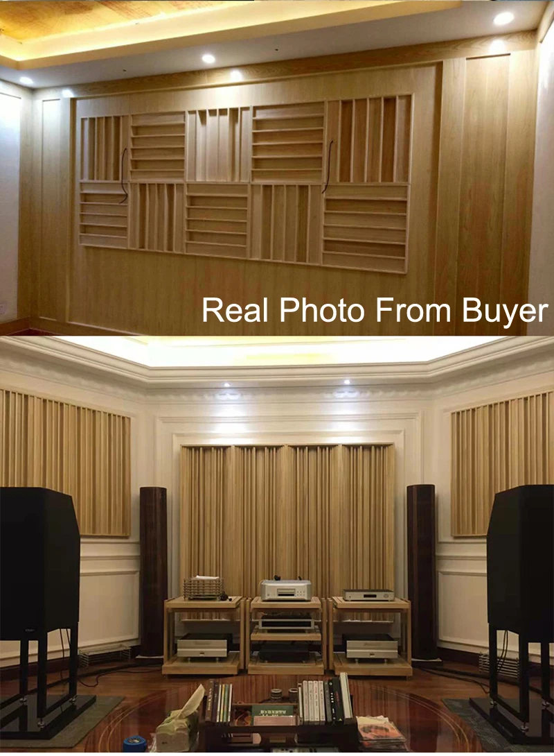 2Pcs/Box Brand New Large Size 120x60cm Natural Pine Wood Diffusion Board Wood Acoustic Panel Reduce Balanced Reflection Sound