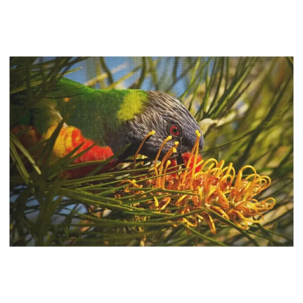 

Rainbow Lorikeet and Grevillea Honey Gem Jigsaw Puzzle Personalized Wooden Name Custom Kids Toy Personalized Gift Ideas Puzzle