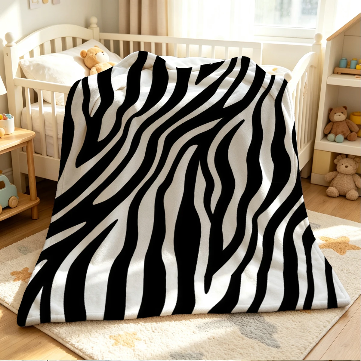 Zebra Mood Flannel Blanket Warm Soft Halloween Christmas Couch Warm Cozy Decorative Decor Gift for All Season