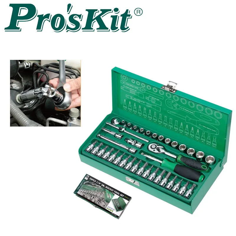 

Набор шестиугольных втулок Pro'skit, инструмент для ремонта автомобилей, 14 дюймов, 38 предметов, технические характеристики, антикоррозийный инструмент HW-23801M