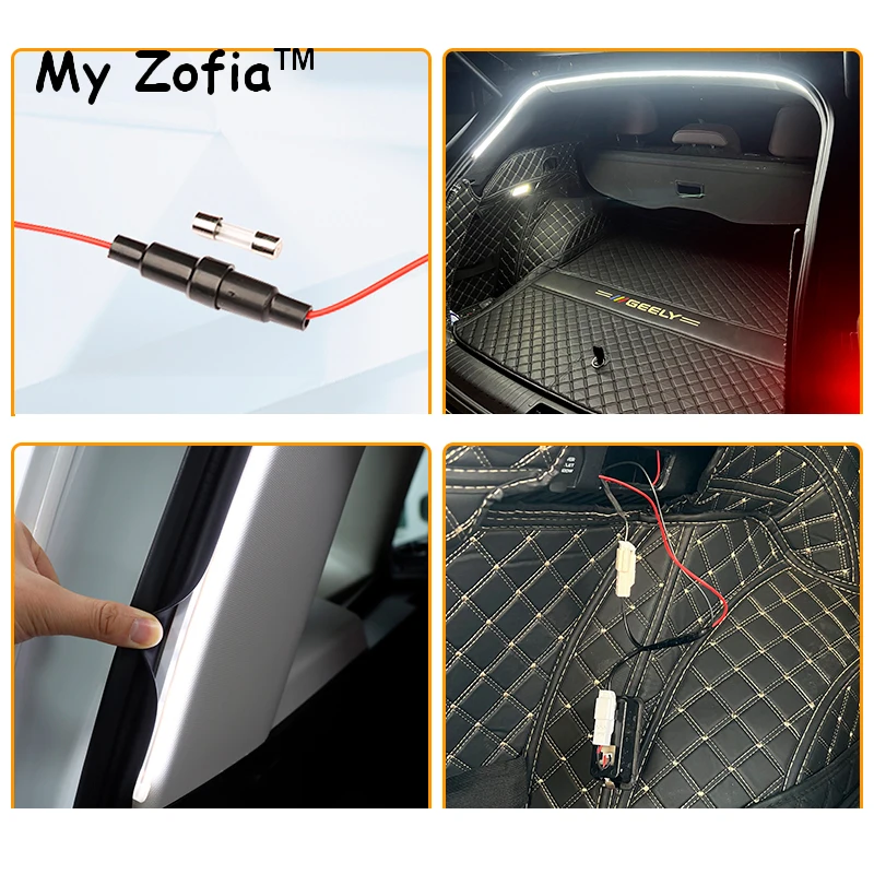 For New Geely Coolray 2023 2024 2025 Car Trunk Atmosphere Lamp Strip Colors Trunk LED Car Super Bright Surround Light Strips