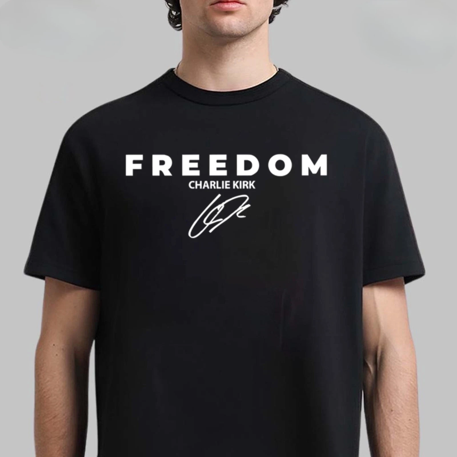 الحرية تشارلي كيرك نيرفور الإسلام التوقيع محيط تي شيرت جودة عالية شخصية الشارع أزياء قصيرة الأكمام قمم
