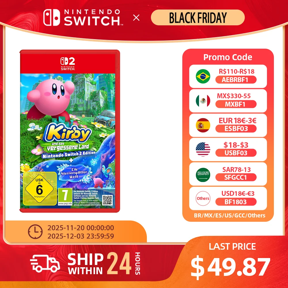 Kirby y la tierra olvidada + Star-Crossed Worldr-Crossed World - Tarjeta de juego original de Nintendo Switch 2