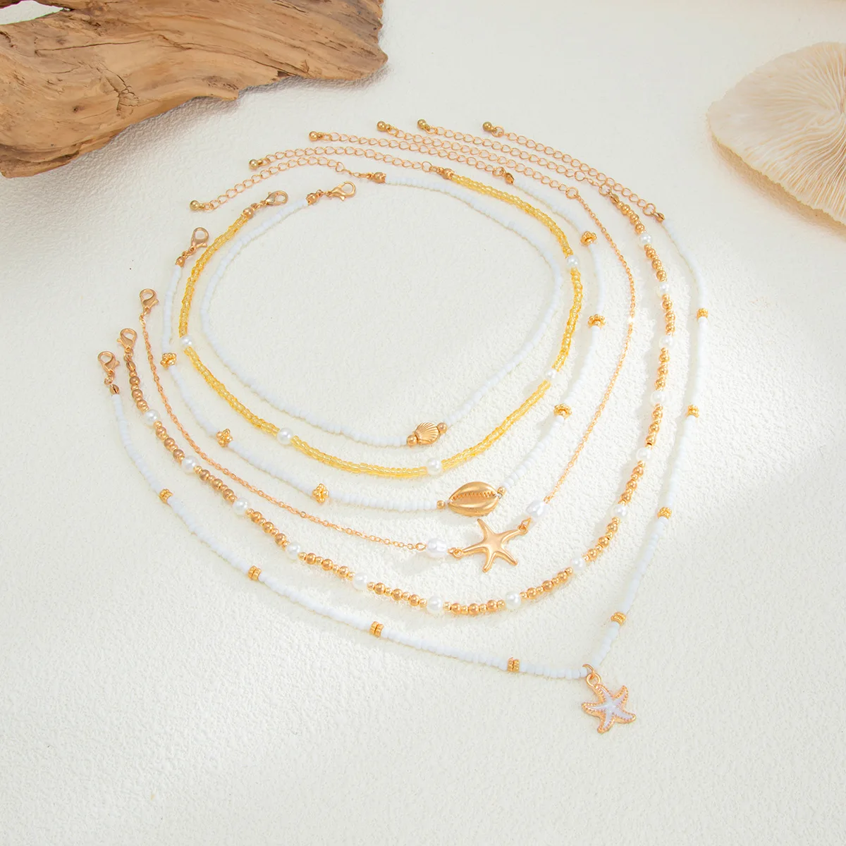 

Women's Bohemian Seed Bead Collarbone layer Necklace Vacation Starfish Shell Summer Ocean Beach Party Luxury Jewelry Gifts