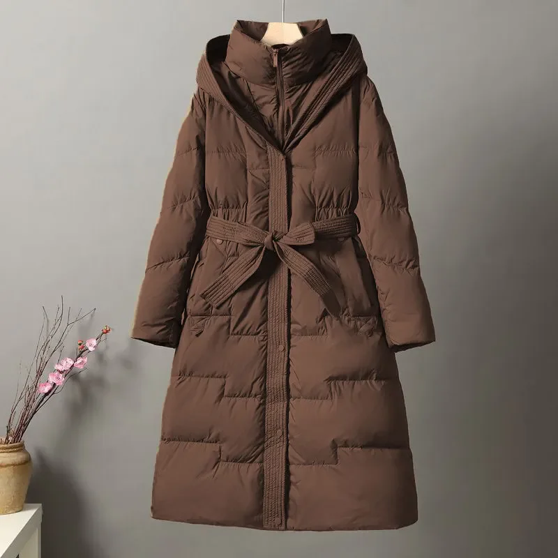 2024 New Winter Women Medium and Long Styles Cotton Padded Jacket Puffer Hoodies Jackets Fashion Casual Windproof Coats