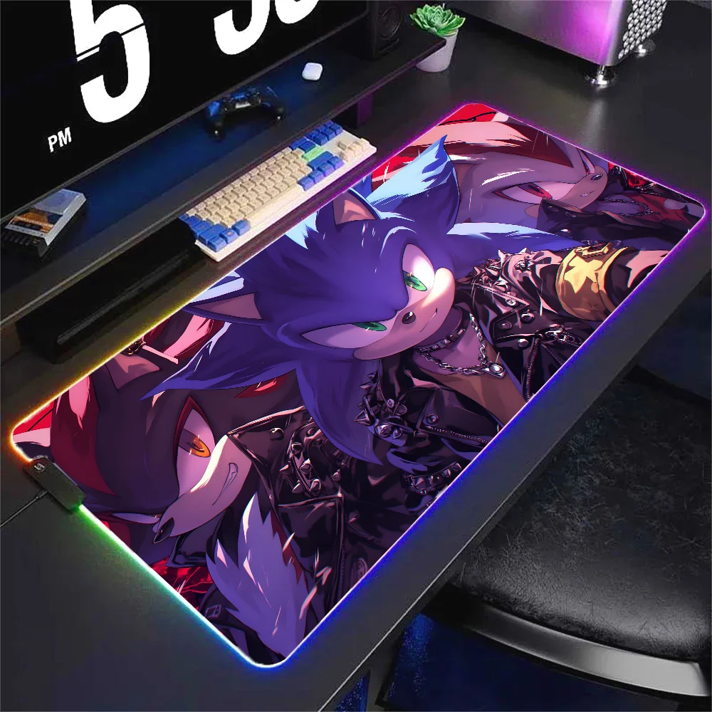 Cute Anime S-Sonic Mousepad XXL RGB Gaming Mouse Pads HD Black Gamer Accessories Large LED