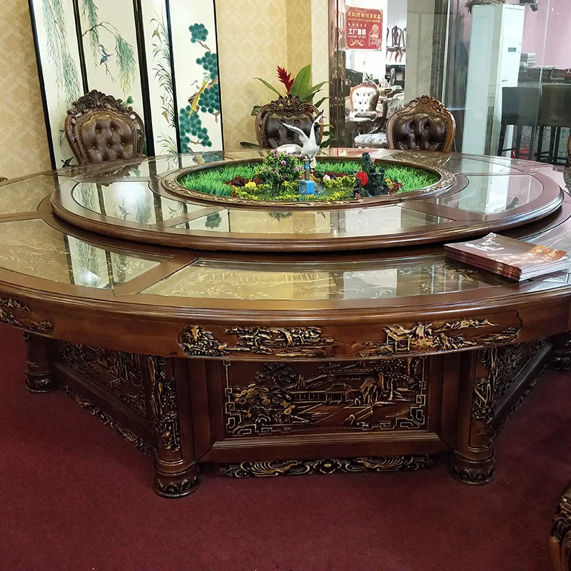 Hotel private dining table, new Chinese club restaurant dining table, hotel large round table for home use