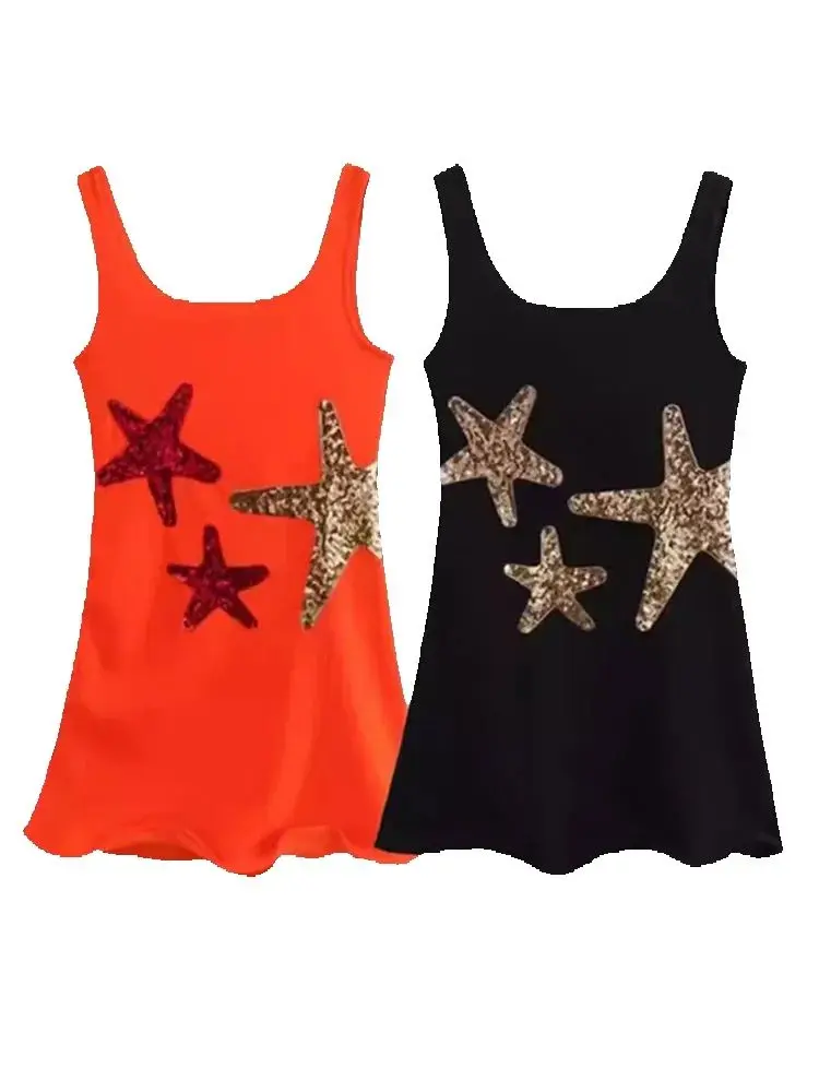 Vrouwen sexy glanzende pailletten mini-jurk mode zomer vrouw casual mouwloze bodycon vakantie jurken