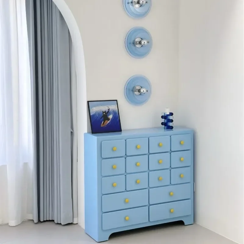 

Modern multi-bucket display cabinet pink solid wood entrance cabinet