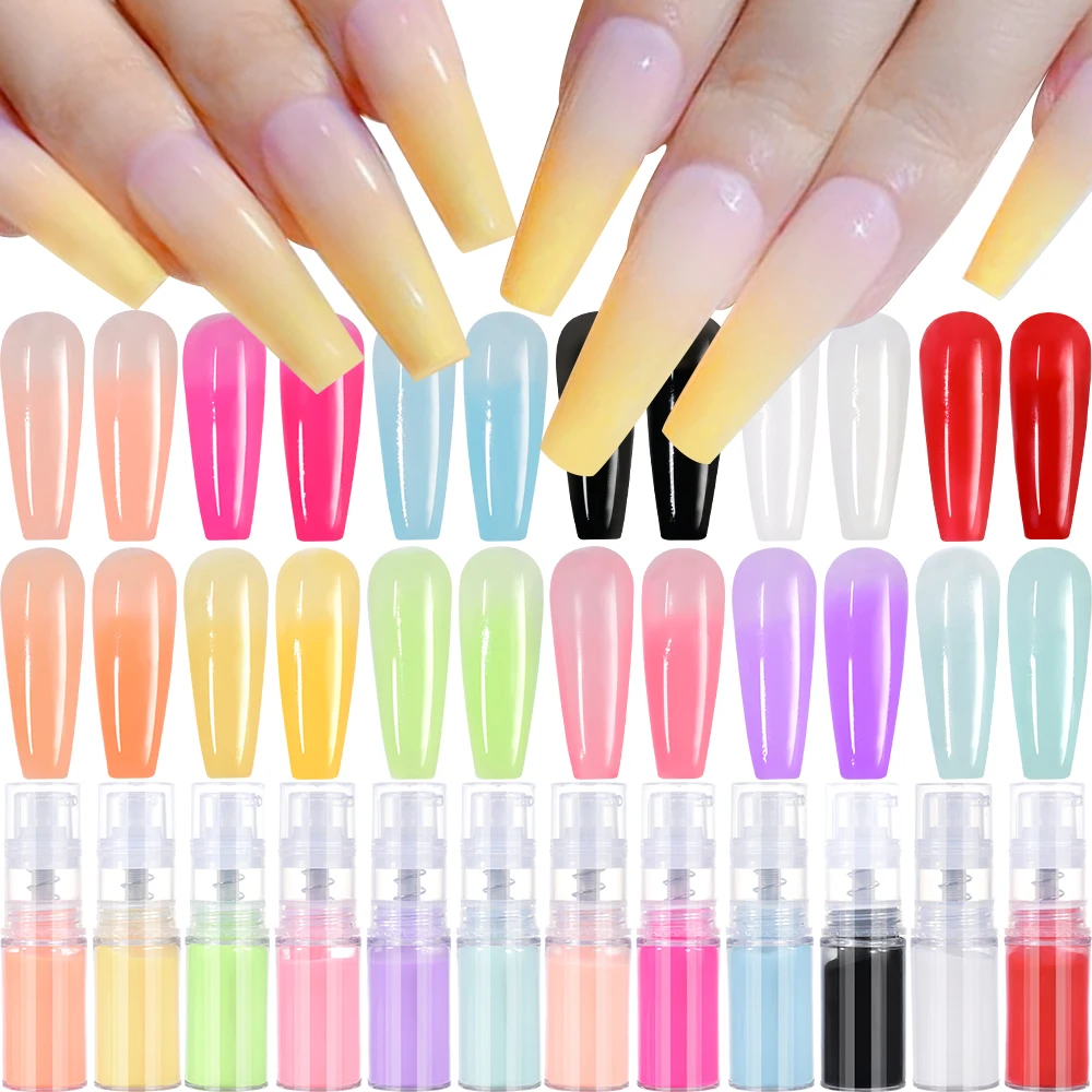 12 słoik Ombre Nail Art Spray Powder Set 120g Neon Gradient Acrylic Powder Pastel Nail Pigment Diy Dopamine Manicure Art Supplies