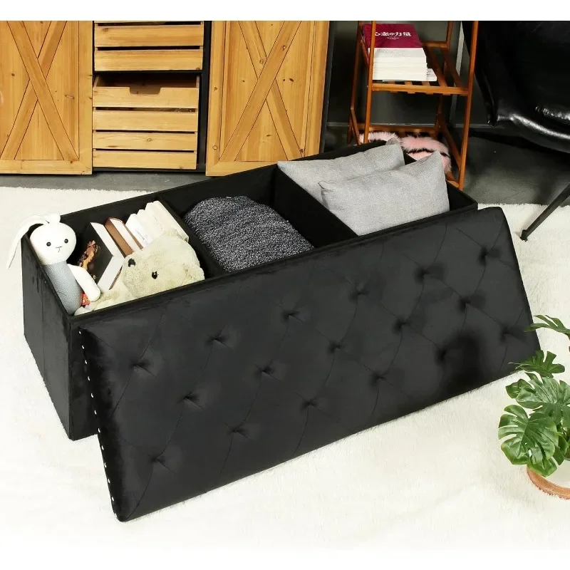 

Скамья для хранения с скамейками, табурет с подставкой для ног, большой длинный складной бархатный комод для игрушечной обуви для спальни, гостиной