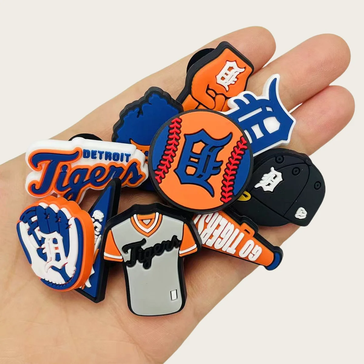10Pcs Sports Shoe Charms Fit for Clog Wristband Bracelet Decoration Baseball Pins Accessories Shoe Charm for Men Women
