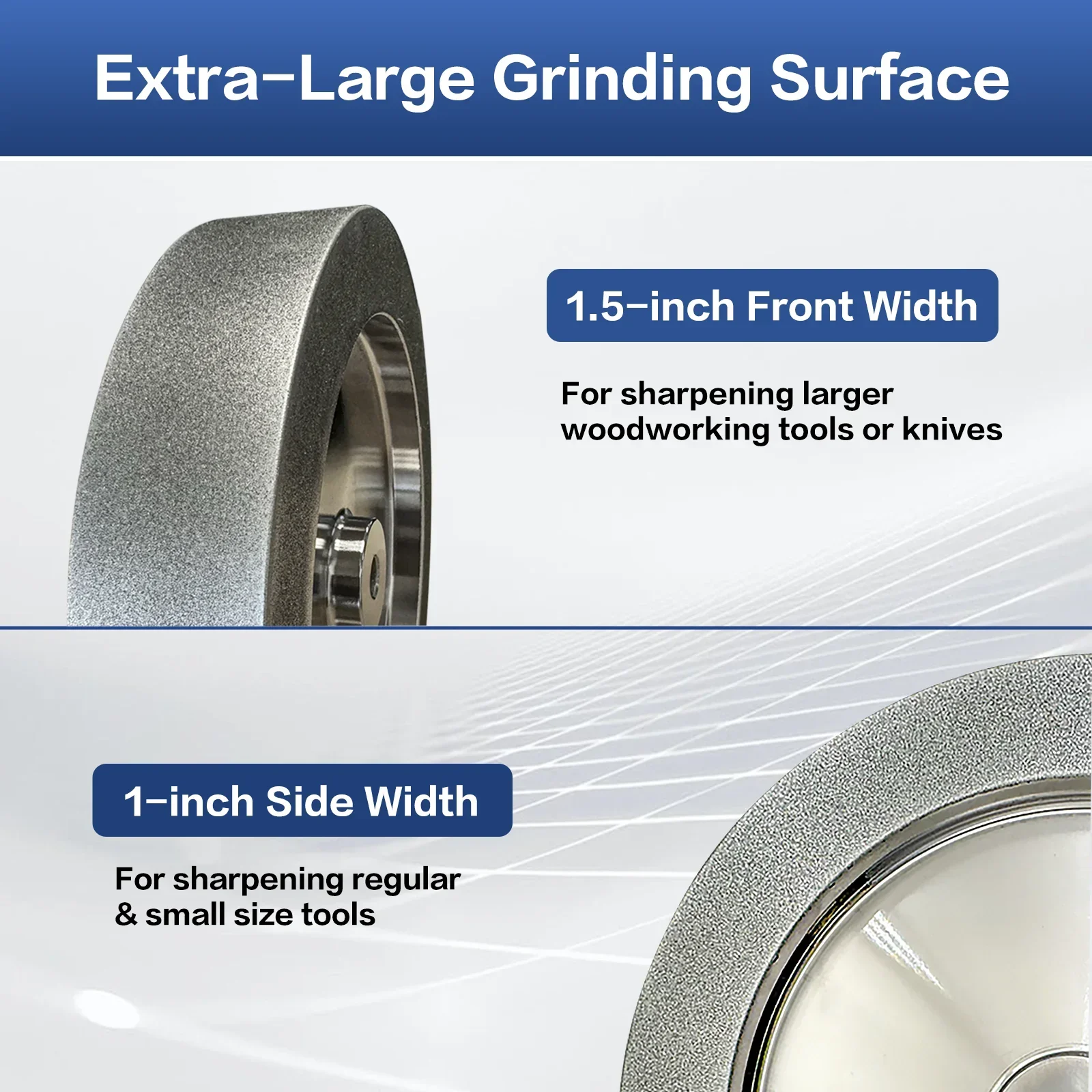 200mm CBN Grinding Wheel 8 inch 1.5 Inch Wide  5/8in Bore for Sharpening  High-Speed Steel Wood Turning Tools Right/Round Angle