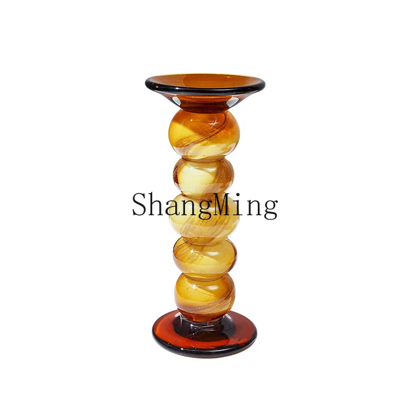 

DSA light luxury handmade amber glazed candle holder advanced medieval home decoration model room decoration