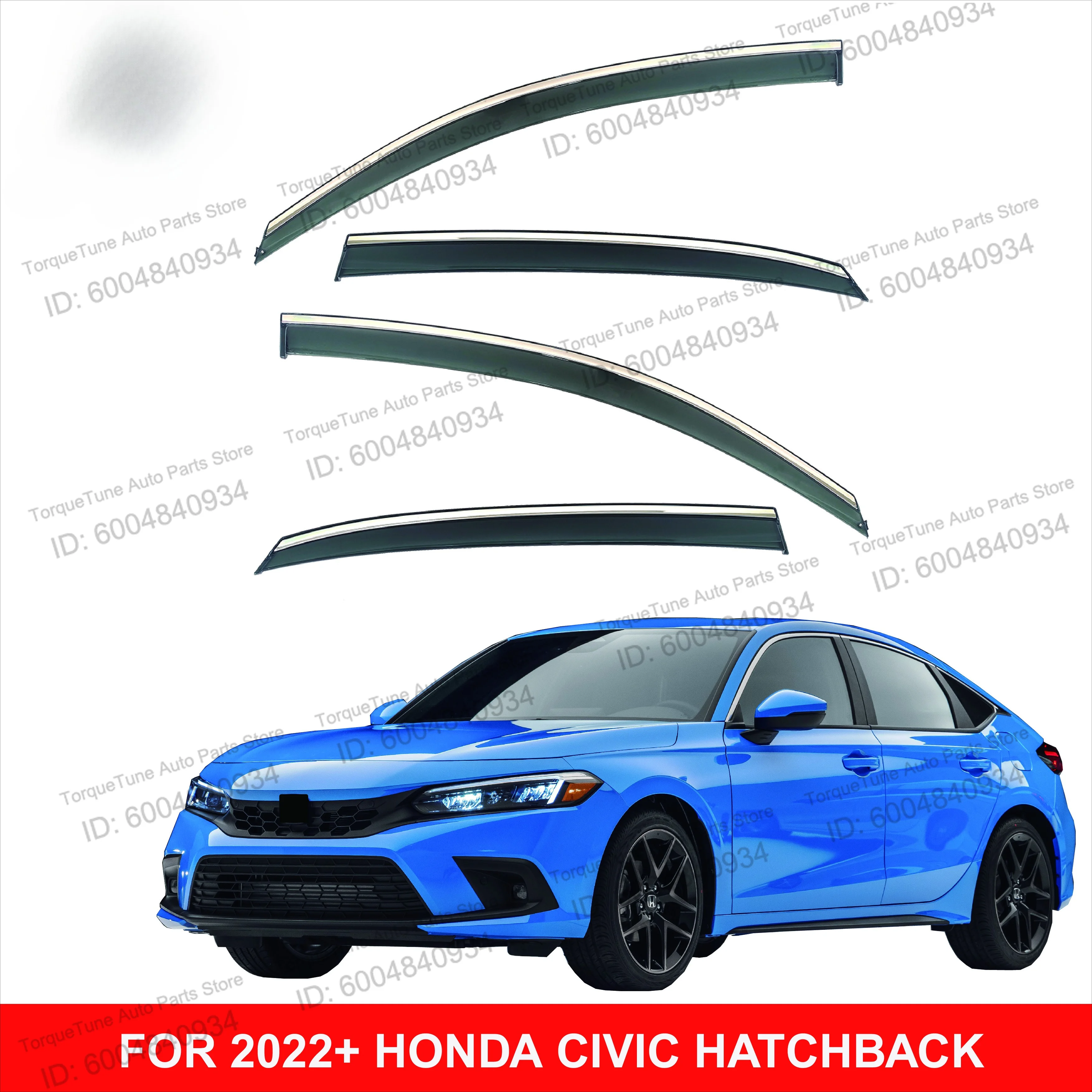 Premium Injection PC Window Visor Fit For HONDA CIVIC HATCHBACK 2022 UV Resistant Wind Deflector Rain Sun Guard