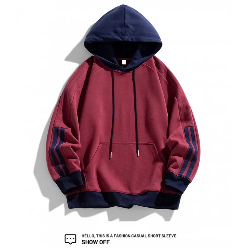 

GIOIOMen's Hoodie，Spring and Autumn Hooded Color-Block Loose Sports Casual Sweatshirt，Jacket