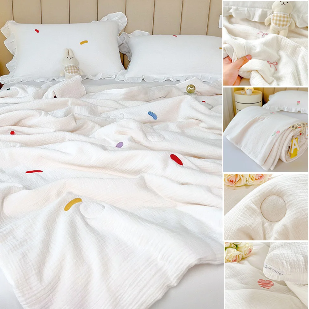 

100% Cotton Summer Quilt Soft and Comfortable and Skin Friendly Colcha Fría De Verano De Doble Capa De Algodón Puro Y Algodón