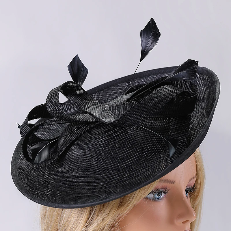 facinators Women Hat Summer Italy Sinamay hat  church hat Vintage Hepburn Fashion Hat Cloth Linen Blend Decorated Hat