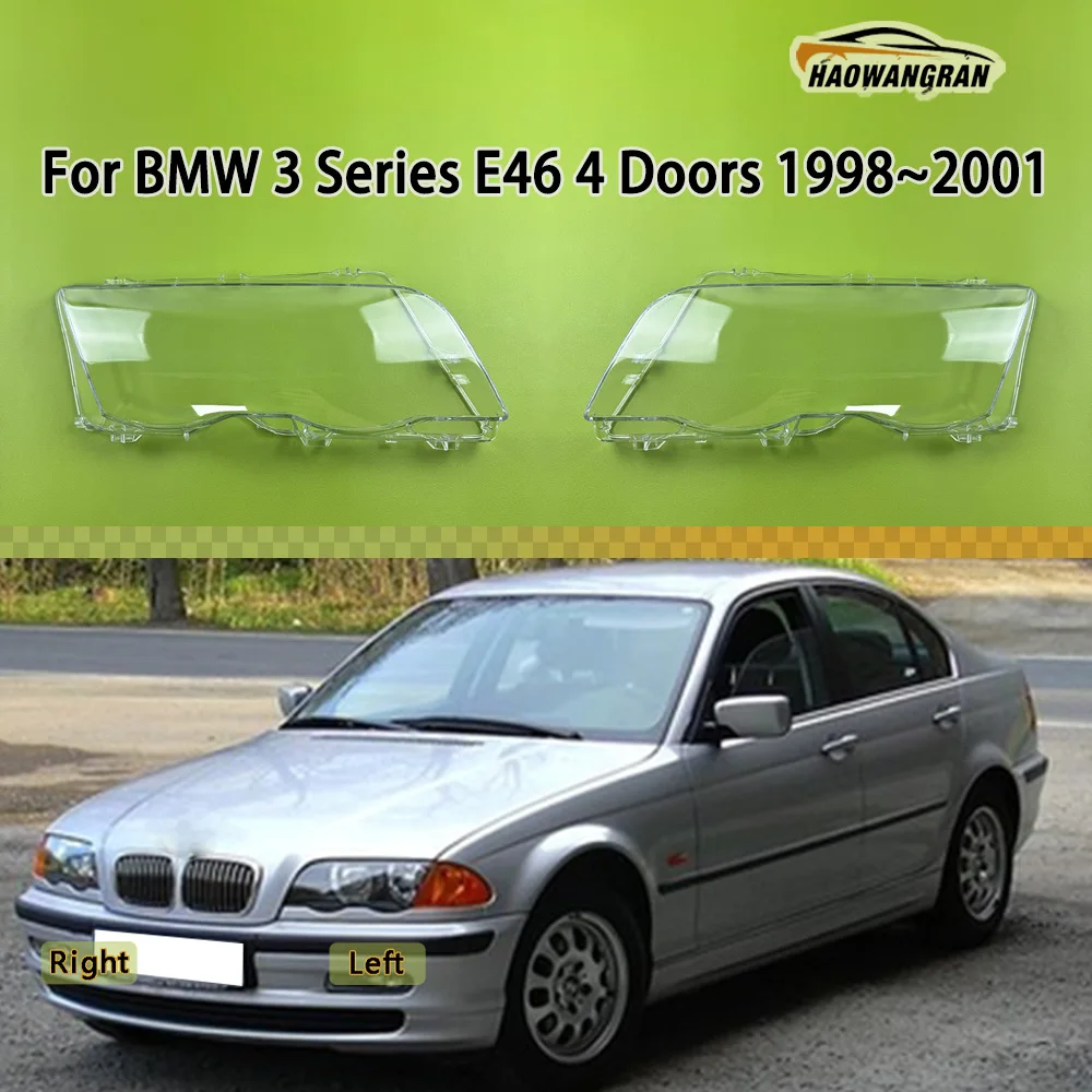 

Car Front Headlight Cover Lampshade Lampcover Caps Headlamp Shell For BMW 3 Series E46 4 Doors 1998 1999 2000 2001 (No pattern)