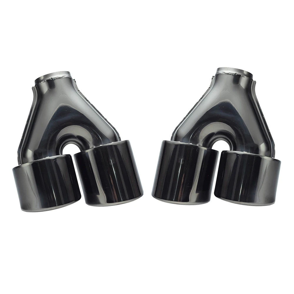 

Stainless Steel Dual Exhaust Tip 63mm Inlet Rolled Edge 102mm Outlet Car Tail Tips Black Silver