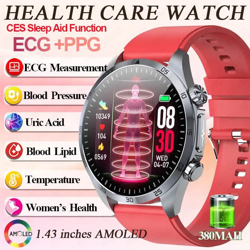 

New Health Pulse Therapy Smart Watch ECG Uric Acid Blood Oxygen Heart Rate BP CES Sleep Monitor Five Organs Health Smart Watch