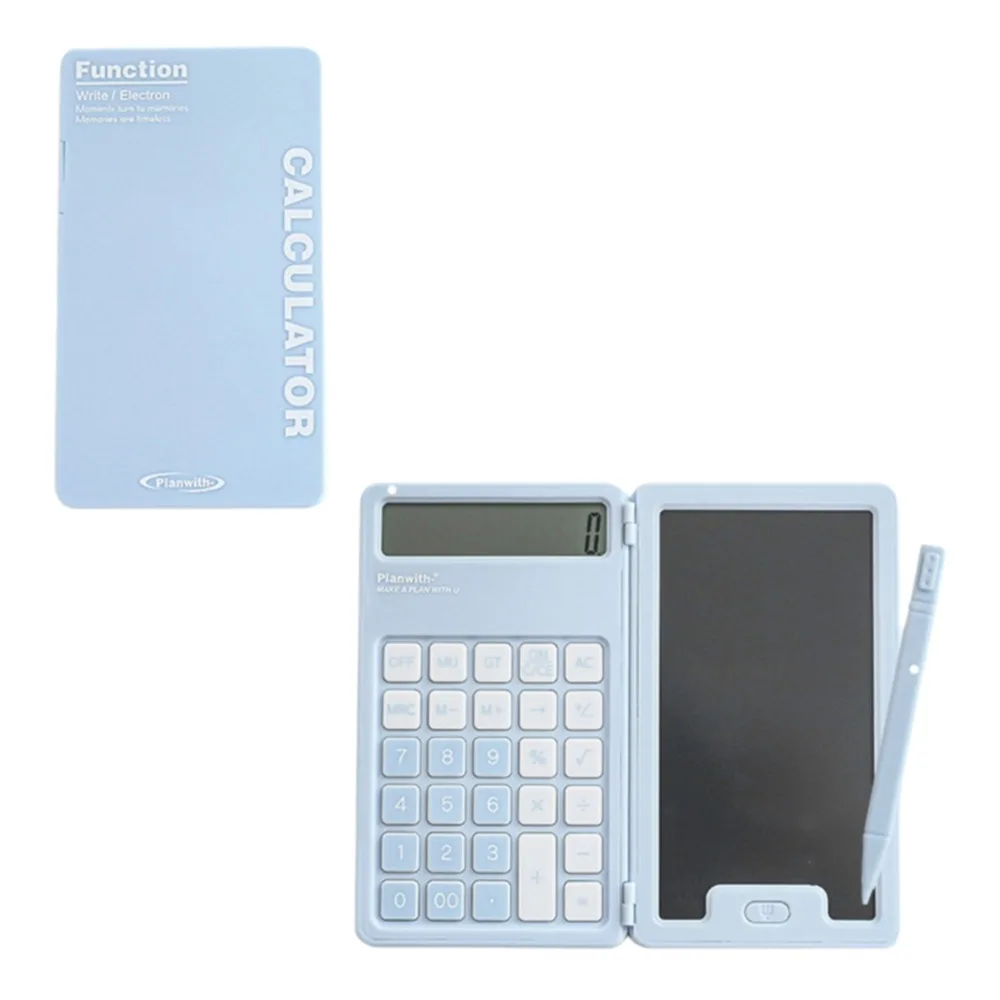 Cute Foldable Calculator LCD Display Practical Mini Finance Calculator Portable with Writing Board Student Calculator Home Use
