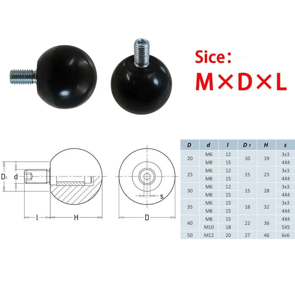 M6 M8 M10 M12 Bakelite Ball Revolving Handle Ball Type Rotary Knob Female Thread Machine Tool Handle for Lathe Milling Machinery