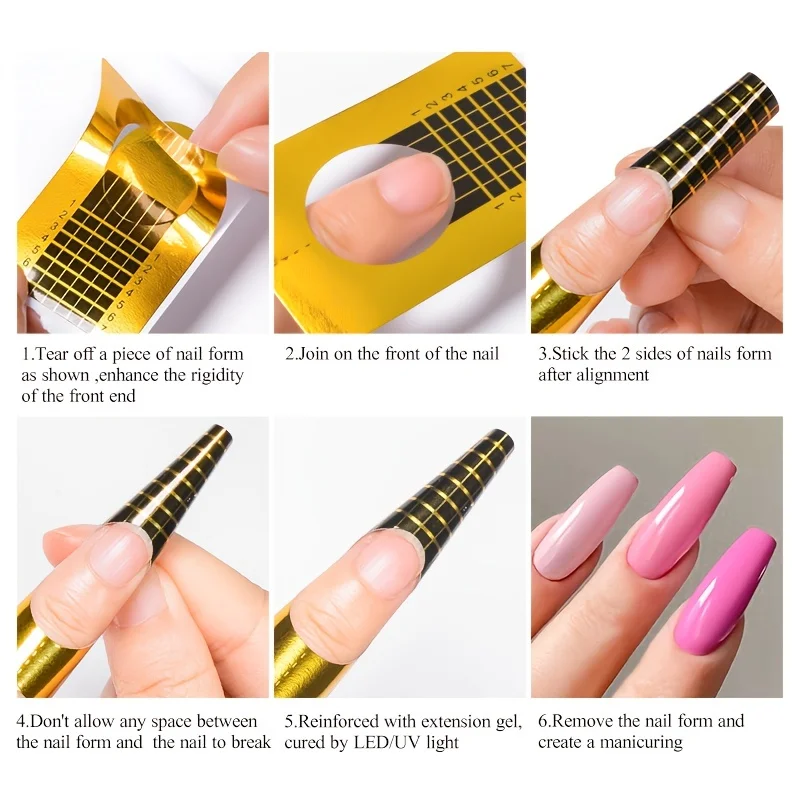 Nail Art Form French Acrylic UV Nail Gel Tips Extension Forms Guide Stickers Nail Building Gel Curl Forms Mold Manicure