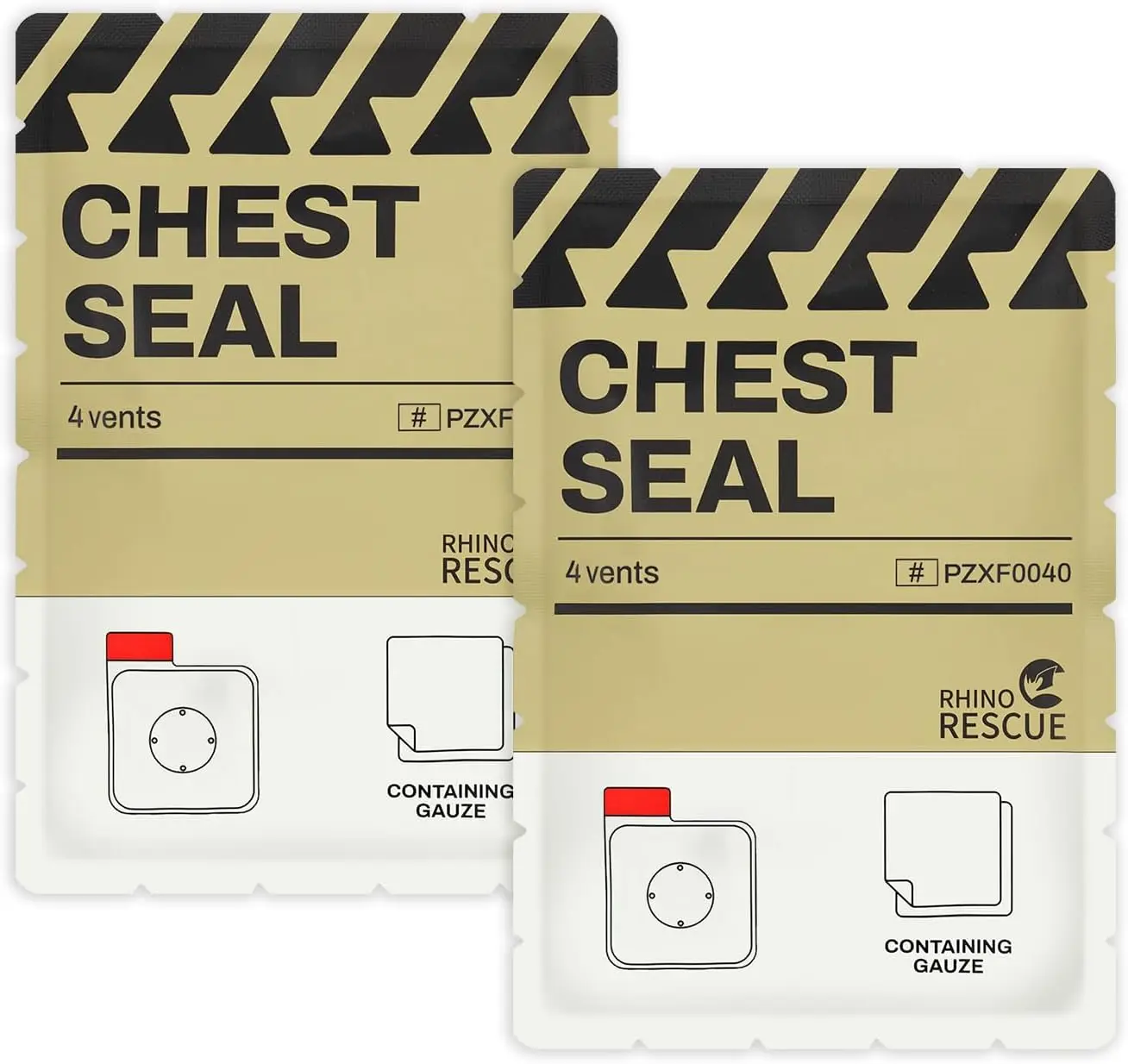 

Vented Chest Seal with 4 Vents, Sterile Trauma Dressing for Emergency Wound Care, Gunshot & Sucking Chest Injuries (2 Count)