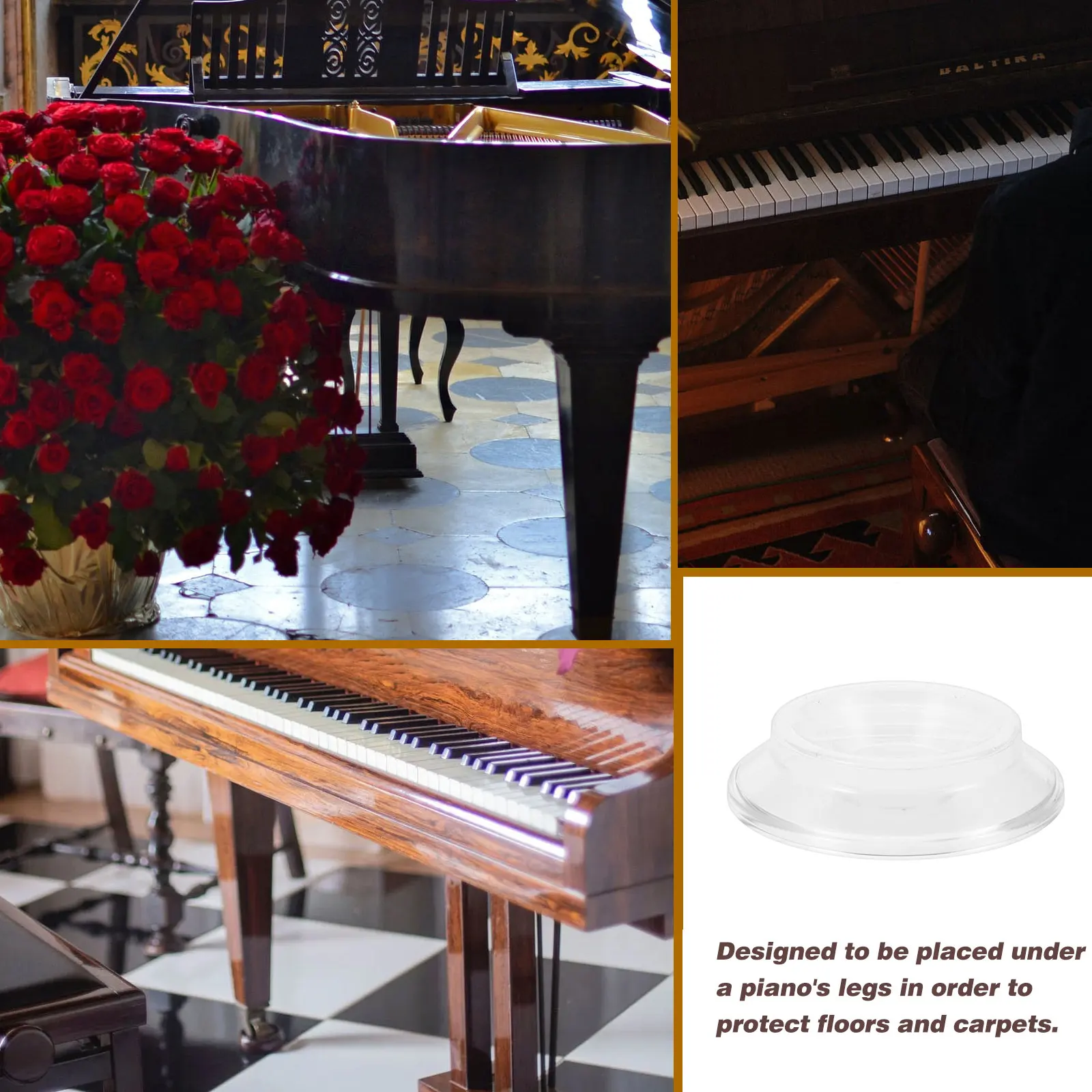 

4pcs Piano Protective Pads Floor Protectors Non Slip Grips Noise Reduction Anti Scratch Upright Caster Cups Accessories Mats