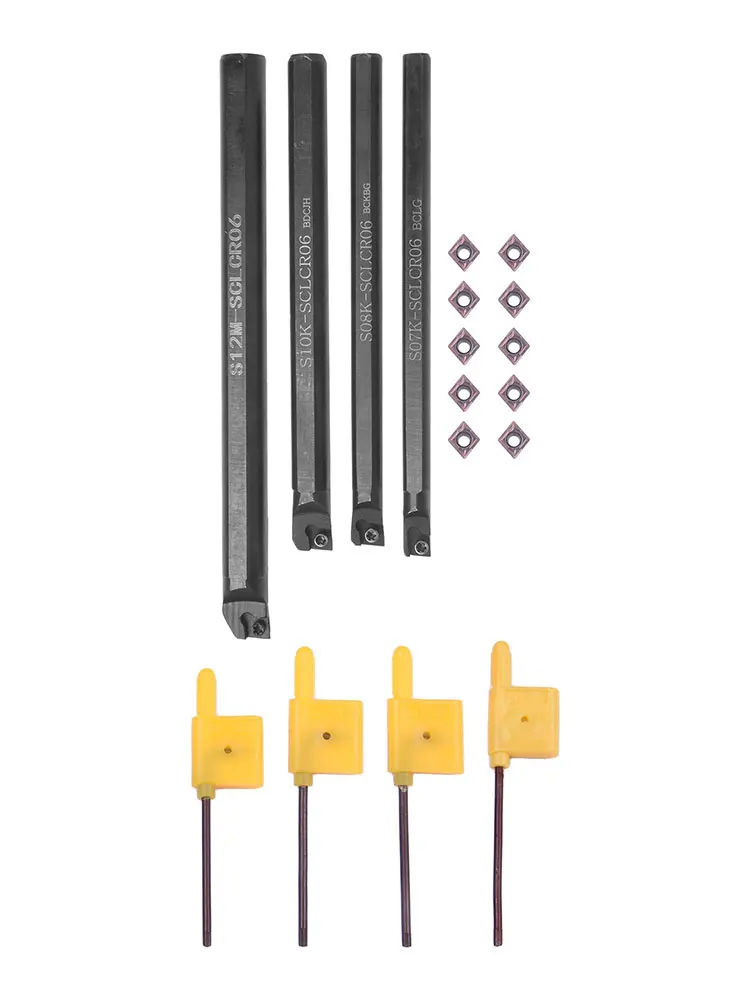 Boost your machining efficiency 4p SCLCR06S07KS08S10KS12M turning tool holder + CCMT060204 carbide insert (10PC)