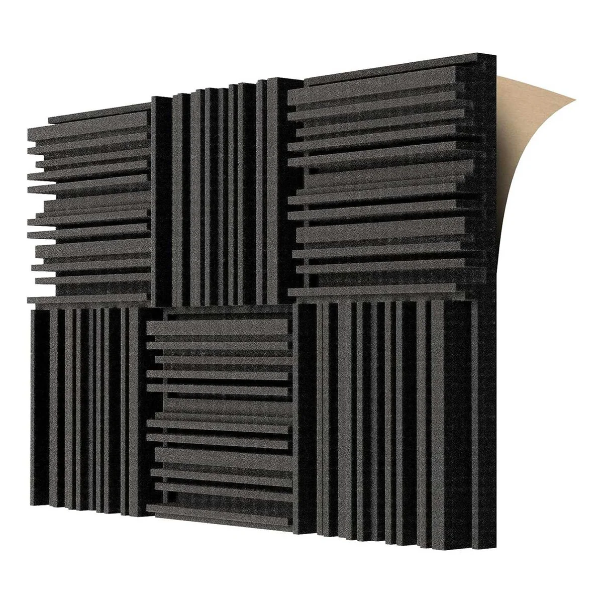 6 Pcs Self-Adhesive Acoustic Foam Panels,12 X 12 X 2 Inches Sound Absorbing Foam,Recording Studio Sound Proof Foam Black