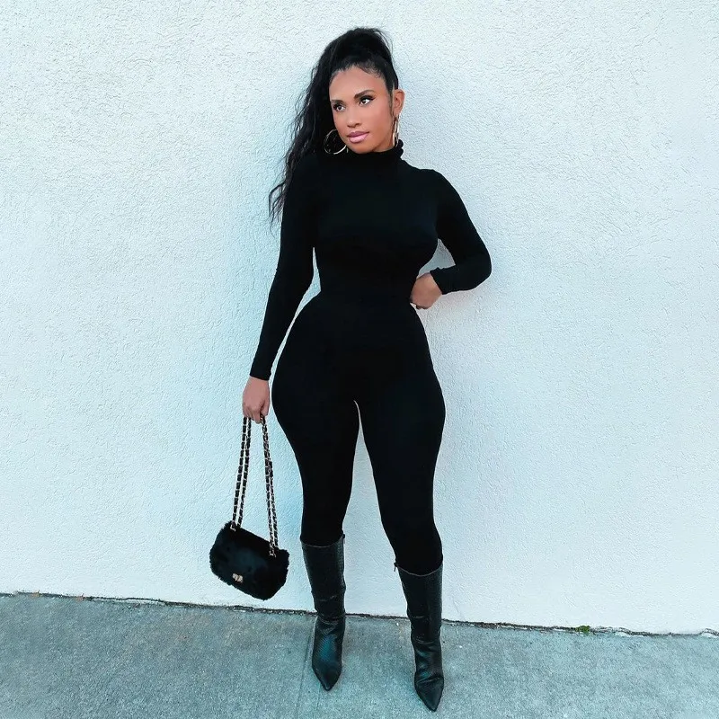 Women's And Rompers Sporty Woman Long Pants Skinny Fit Solid Color Body Shaping Medium Weight Jumpsuit for Gym Street Style