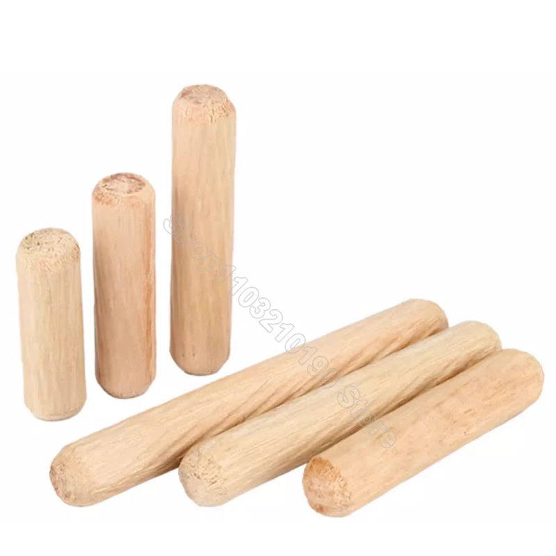 20-100Pc M6 M8 M10 M12 Wooden Dowel Nail Cabinet Drawer Round Fluted Wood Craft Rods Set Furniture Fitting Wooden Pin L=20-100mm