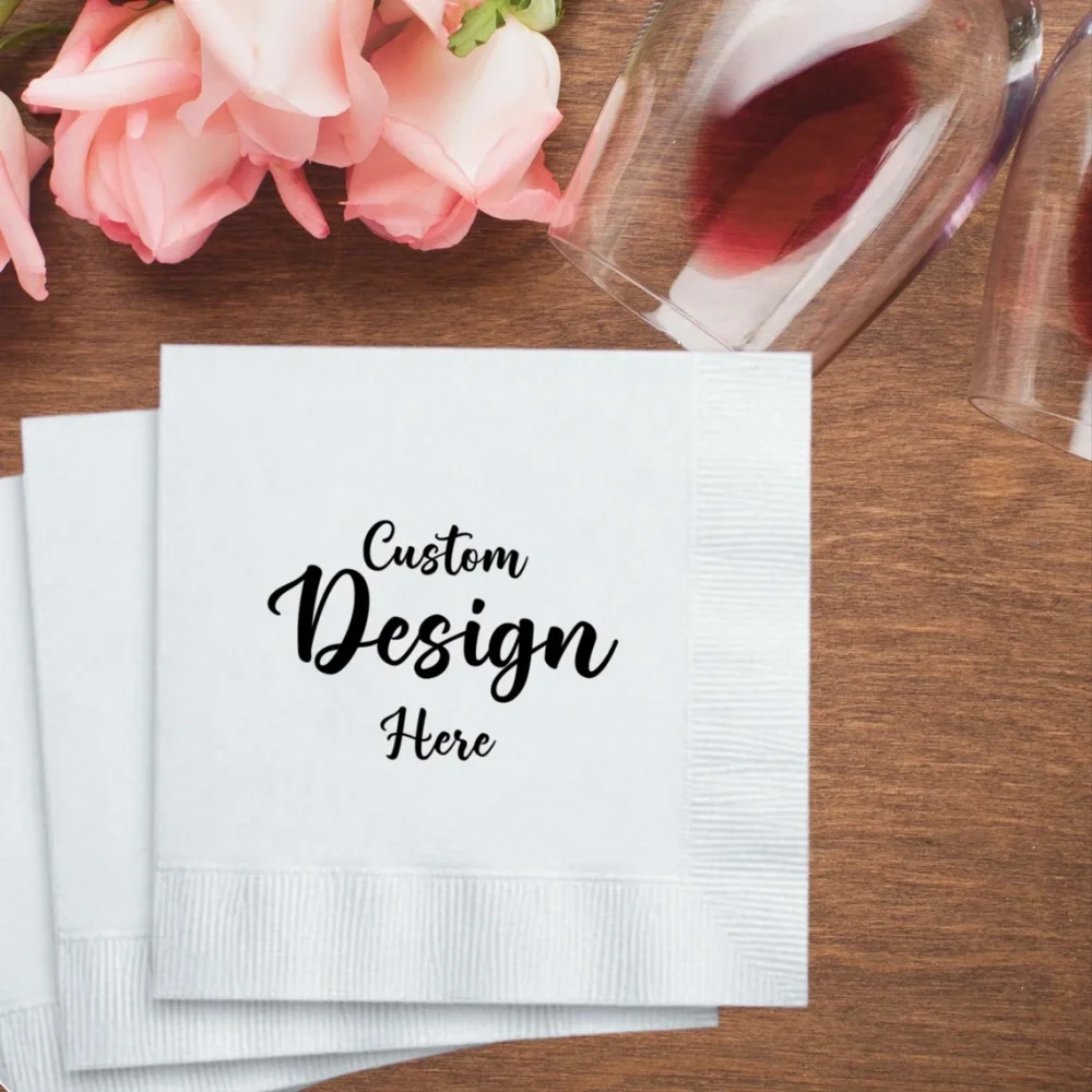 50 Custom Napkins Personalized Napkins Wedding,Custom Cocktail party Paper printed tableware initials logo bar Monogram wedding