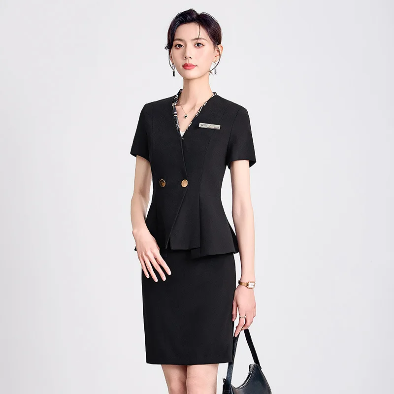 Professional Women's Suit Set for Spring and Summer2025New High-End Elegant Hotel Front Desk Workwear Jewelry Store Uniform