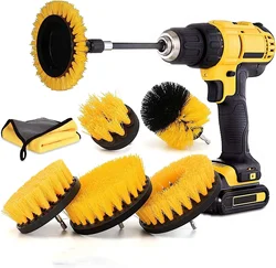 8Pcs/Set Electric Scrubber Brush Drill Brush Kit Plastic Round Cleaning Brush For Carpet Glass Car Tires Nylon Brushes 2/3.5/4''