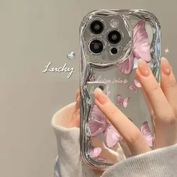 Pink Butterfly Phone Case For Samsung Galaxy S24 S23 Ultra S20 FE S21 S24 Plus A05 J7 J2 Prime G530 Soft Silicone Cover