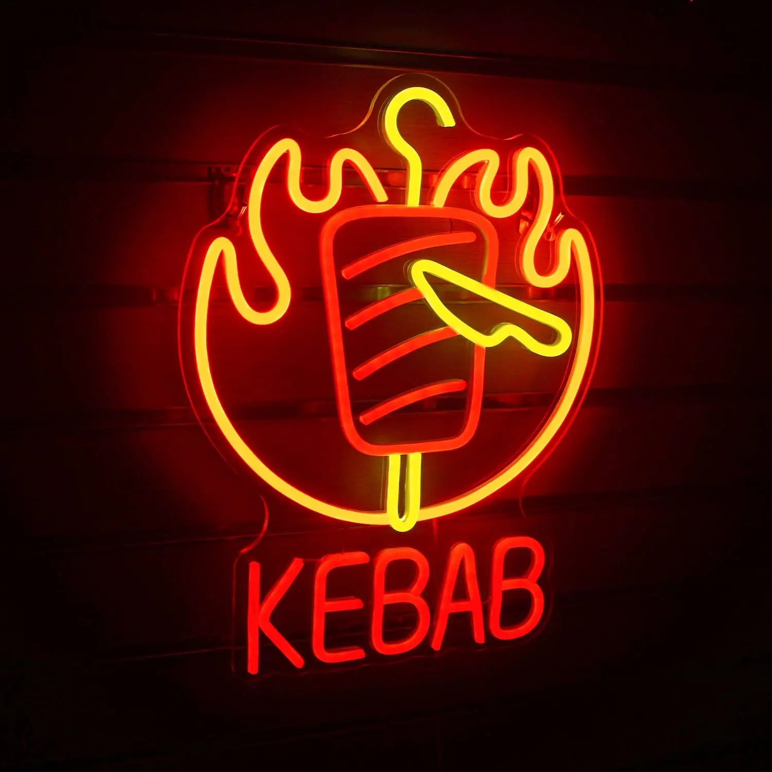 Kebab Neon Sign LED Neon Light Sign USB Powered for Game Room Man Cave Club Bar Shop Wall Birthday Halloween Party Decor Gifts